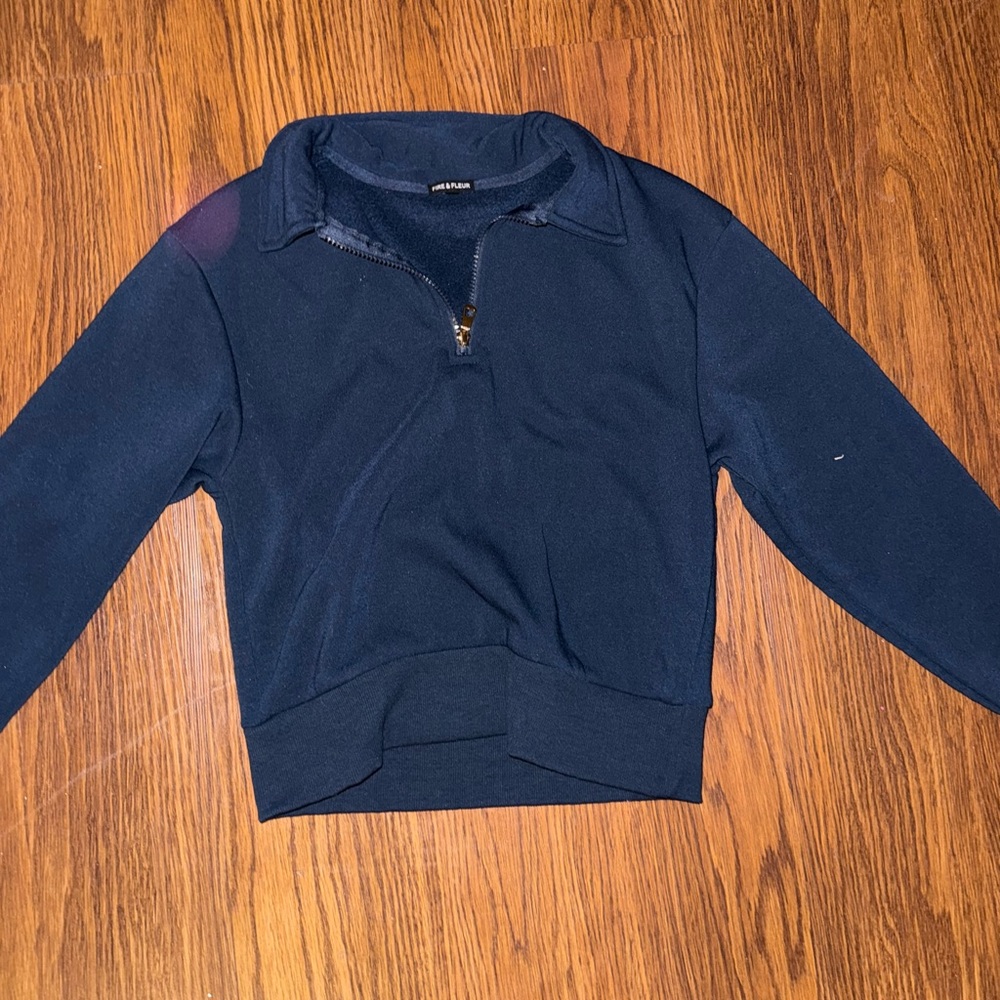 Navy Half-Zip Woman Sweater